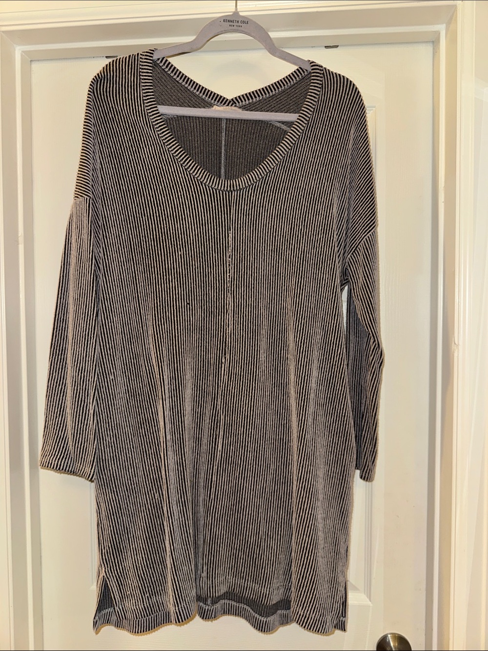 Lush Black and White Striped Scoop Neck Dress